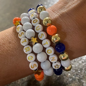 4pc Houston Astros beaded bracelets set