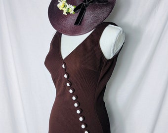 Vintage 1950s Brown Swimsuit with white gumdrop buttons!