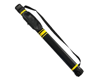 Yellow Color Stripe Pool Cue Carrying Case for storing Billiard Stick - Holds a Two Piece Pool Cue