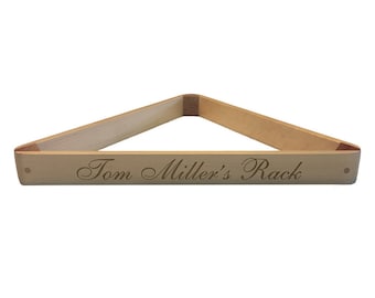 Alex Austin Custom Hardwood 8-Ball Pool Table Rack Triangle with Custom Engraving in Oak Finish