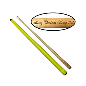 Lime Green Custom Engraved 48&quot; Kids Short Pool Cue Stick with optional carrying case