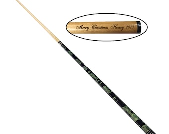 Alex Austin 2 Piece Green and Black Swirl Pool Cue Stick with Custom Name Engraving