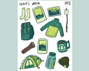 the great outdoors - sticker sheet | cute outdoorsy stickers for bujo, journal, penpal, planner and more!