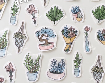 pretty plant sticker pack | aesthetic deco stickers for your journal, bujo, planner, polcos, penpal and more!