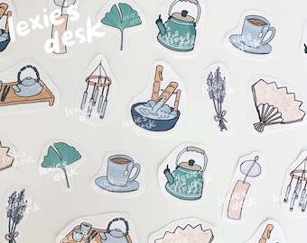 calm and relaxed sticker pack | aesthetic cute stickers for journaling, bujo, penpal