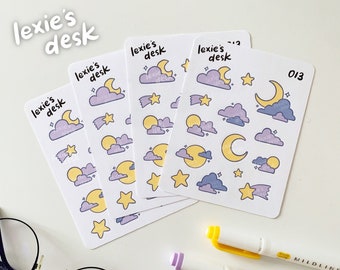 starry dreams sticker sheet | cute and kawaii space-inspired deco stickers for your bujo, journal, polaroids/polcos, planner, and more!!