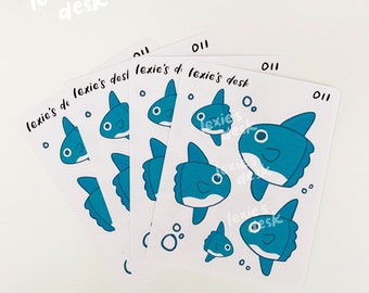 mola mola ocean sunfish sticker sheet