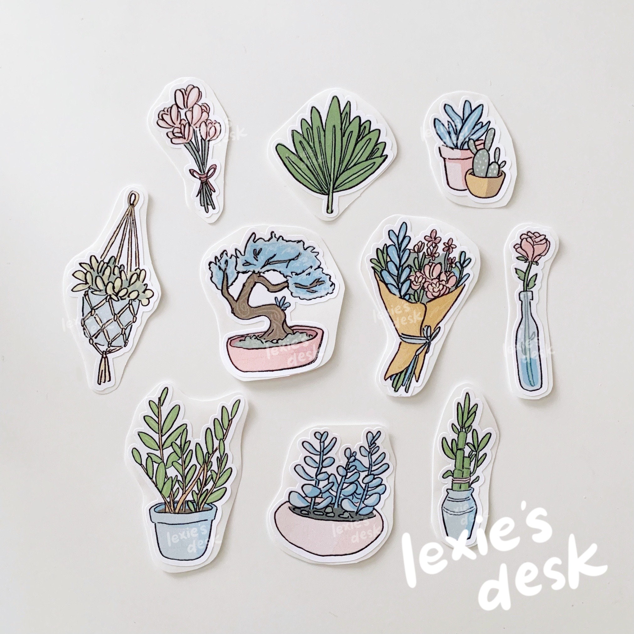 pretty plant sticker pack | aesthetic deco stickers for your journal, bujo,  planner, polcos, penpal and more!