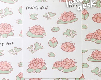 water lily sticker sheet  | cute and kawaii deco stickers for your bujo, journal, polaroids/polcos, planner, and more!!