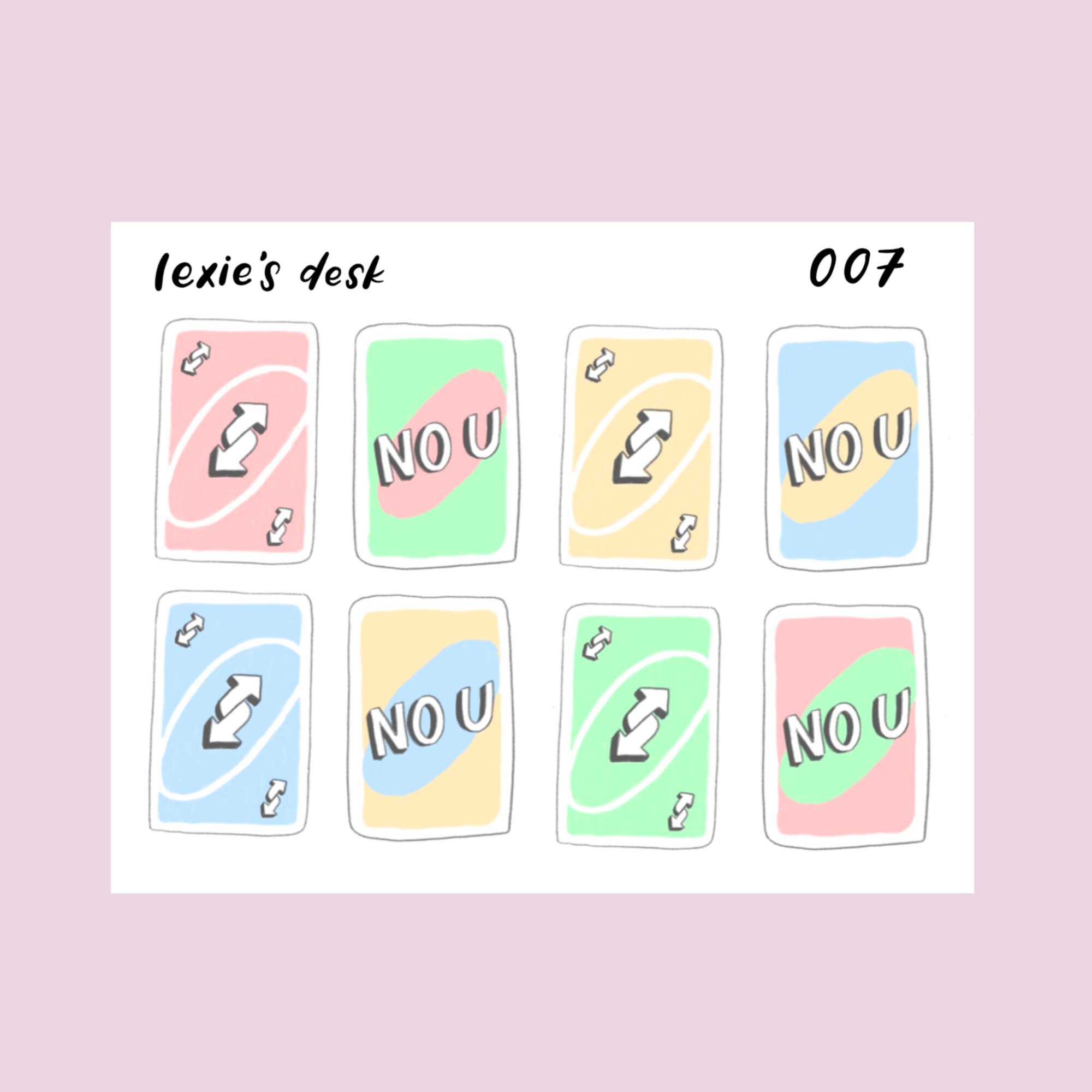 Pastel Uno Reverse Card Sticker Sheet Aesthetic Pastel | Etsy Canada