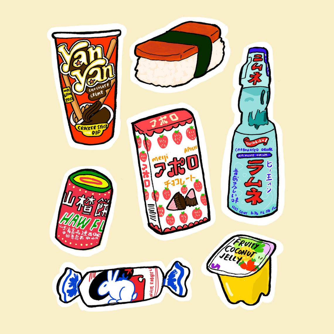 Snack sticker pack volume 2 | Etsy