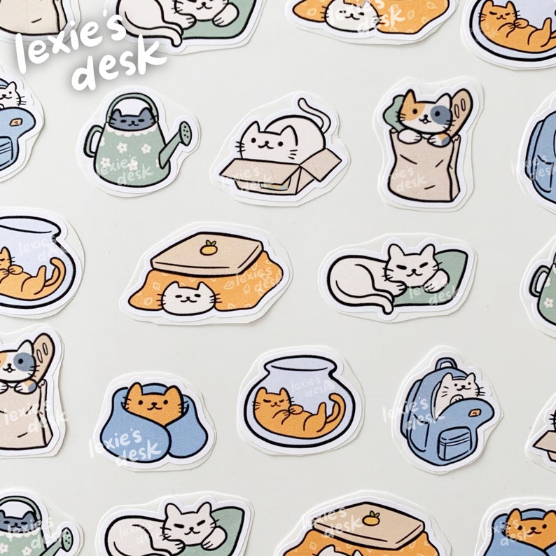 cozy cat sticker pack vol. 2 cute cat stickers for your bullet journal, bujo, planner, polcos, penpal, journal and more image 1