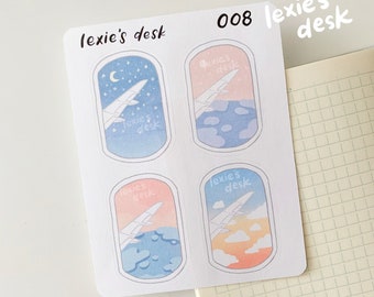 dreamy airplane window sticker sheet | aesthetic pastel stickers for bujo, deco, penpal, journal and more
