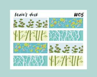 faux washi tape sticker sheet - japanese zen garden