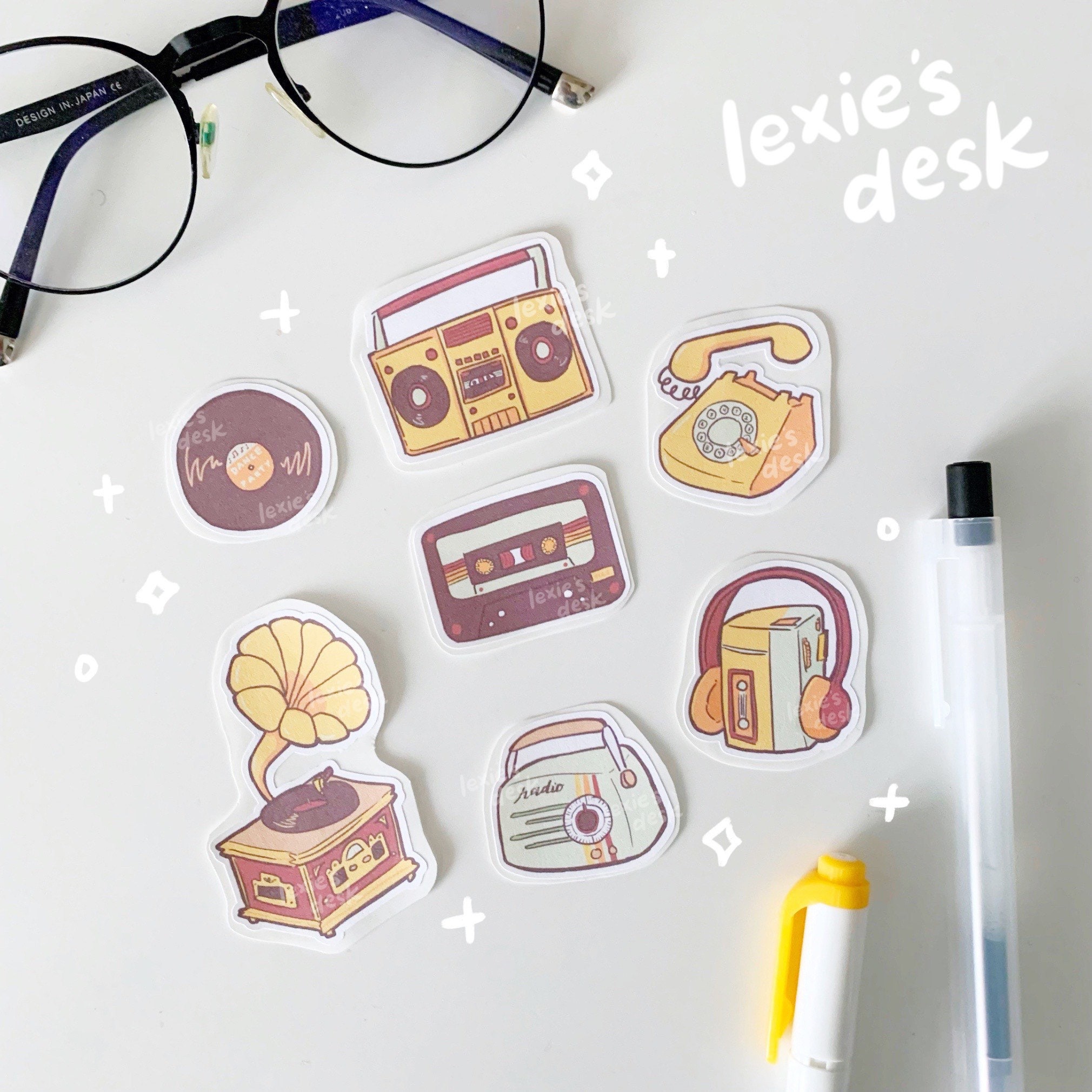 retro music sticker pack aesthetic deco stickers for your etsy