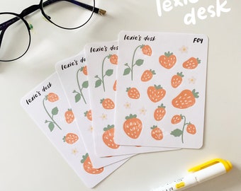 strawberry blossoms sticker sheet | cute aesthetic stickers for your bullet journal, planner, polcos, penpals, and more~