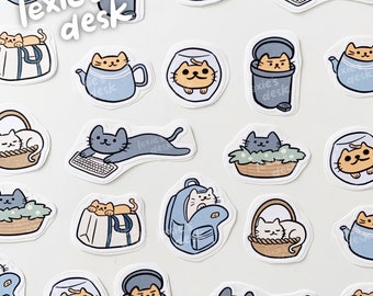 cozy cat sticker pack vol. 1 | cute stickers for your bujo, journal, planner, polaroid, penpal, and more!