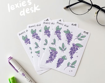 wisteria flower sticker sheet | aesthetic deco stickers for your journal, bujo, planner, polcos, penpal and more!