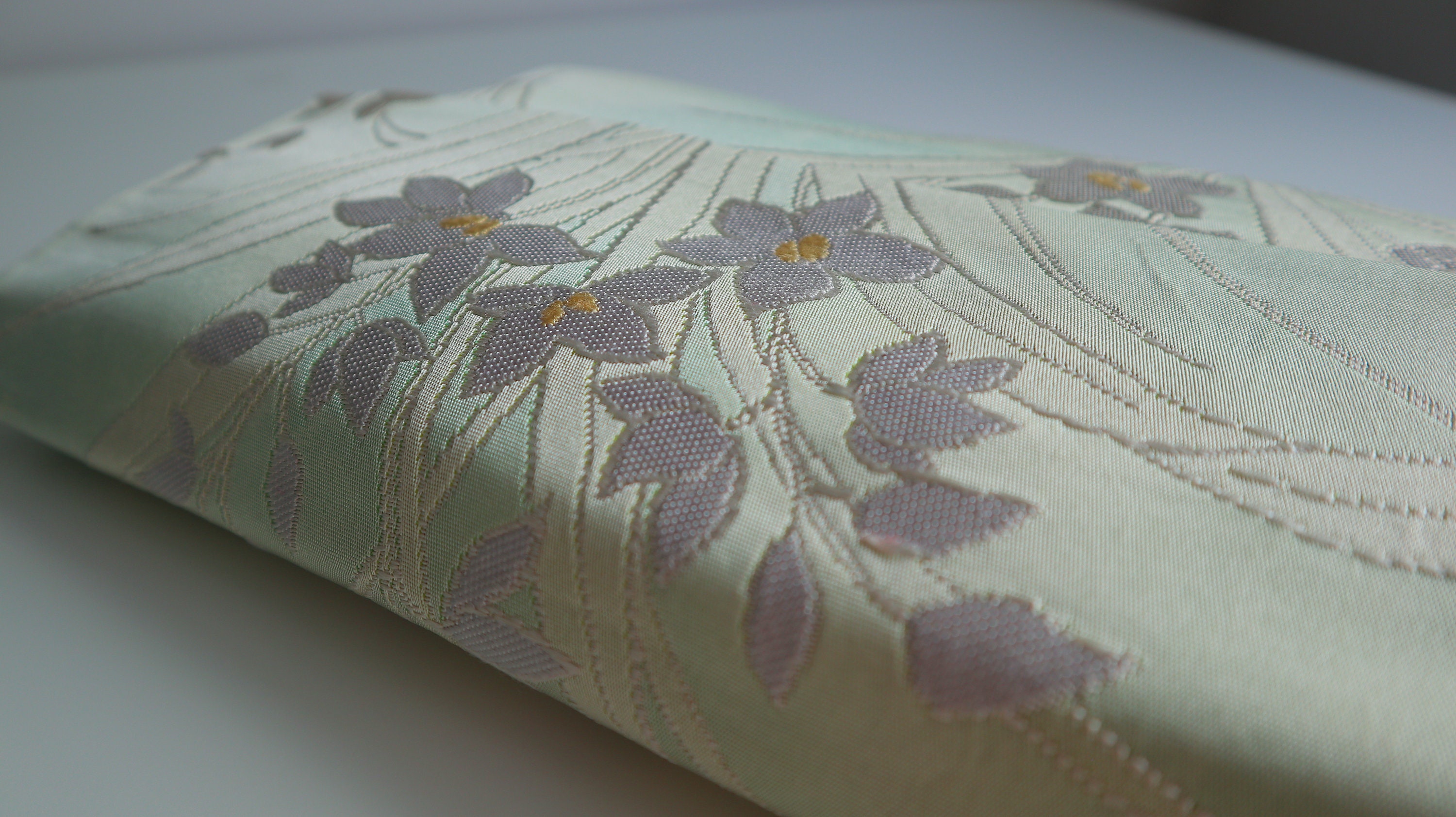 White and Silver Flower Clutch Bag Obika Designes Kimono Obi - Etsy
