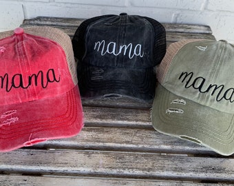 Mother/'s Day Offset MOM with hearts Ponytail Hat Mom Hat Mom Hair