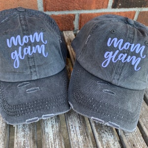 Mother/'s Day Offset MOM with hearts Ponytail Hat Mom Hat Mom Hair