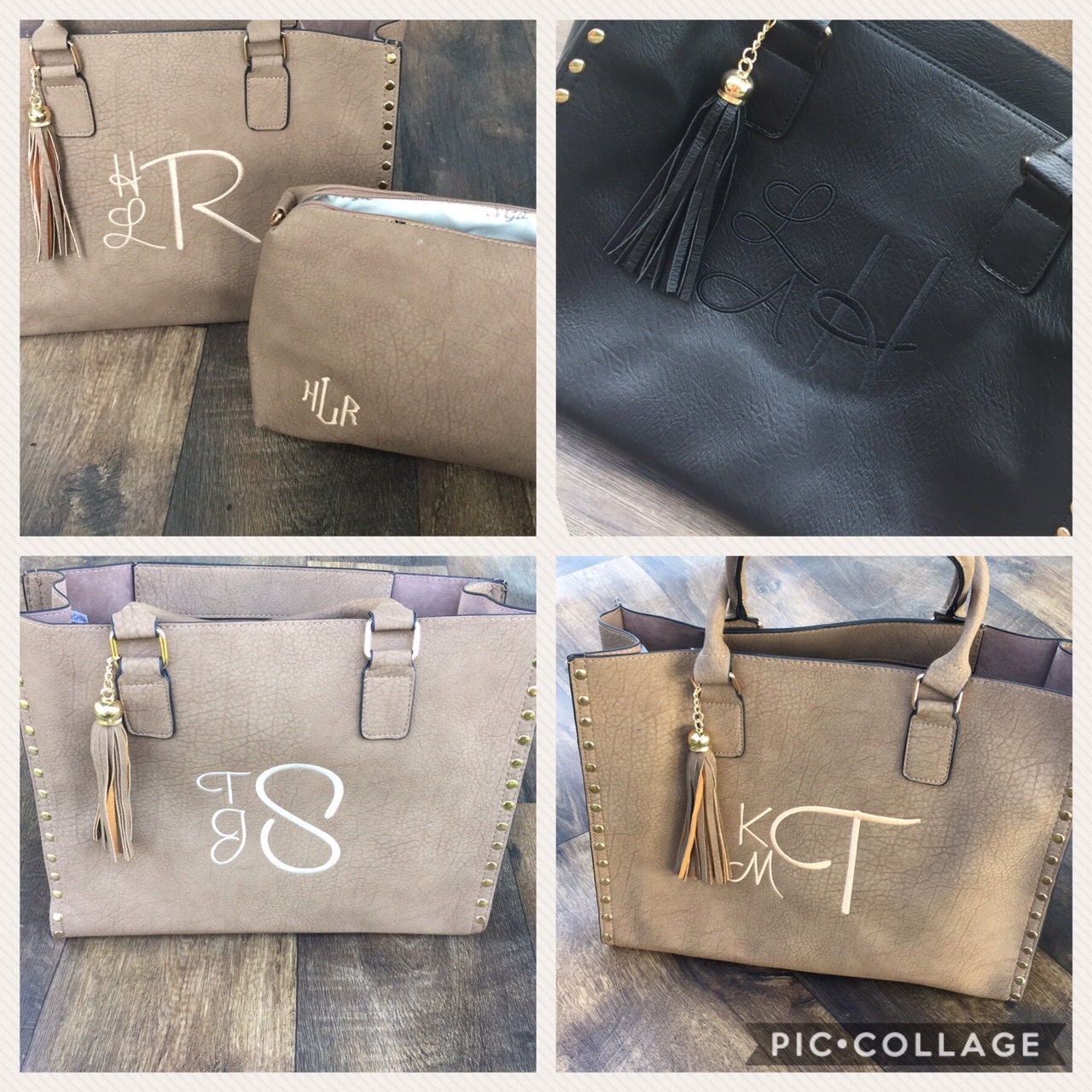 Monogrammed Faux Leather 2-in-1 Tote Bag | Vegan Leather | Purse | Tote Purse | Gifts | Trendy ...