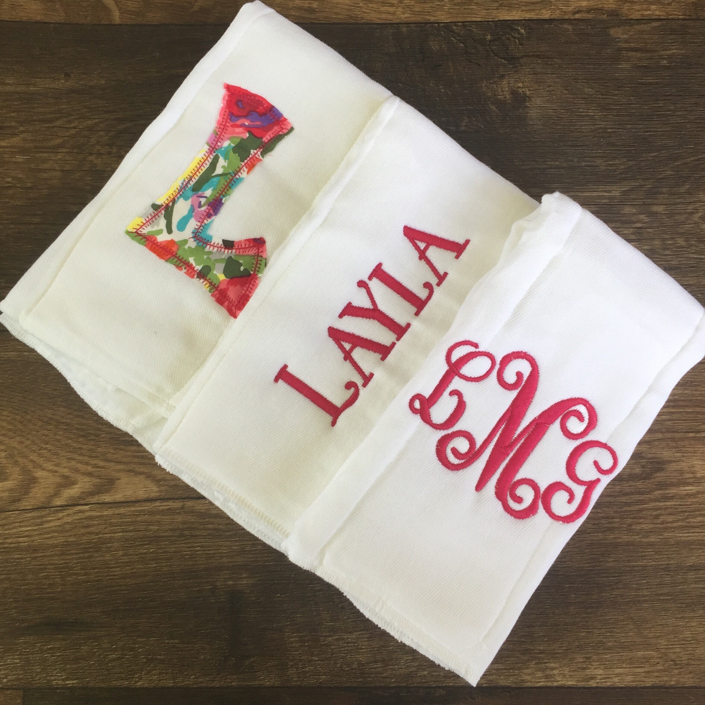 personalized burp cloths girl