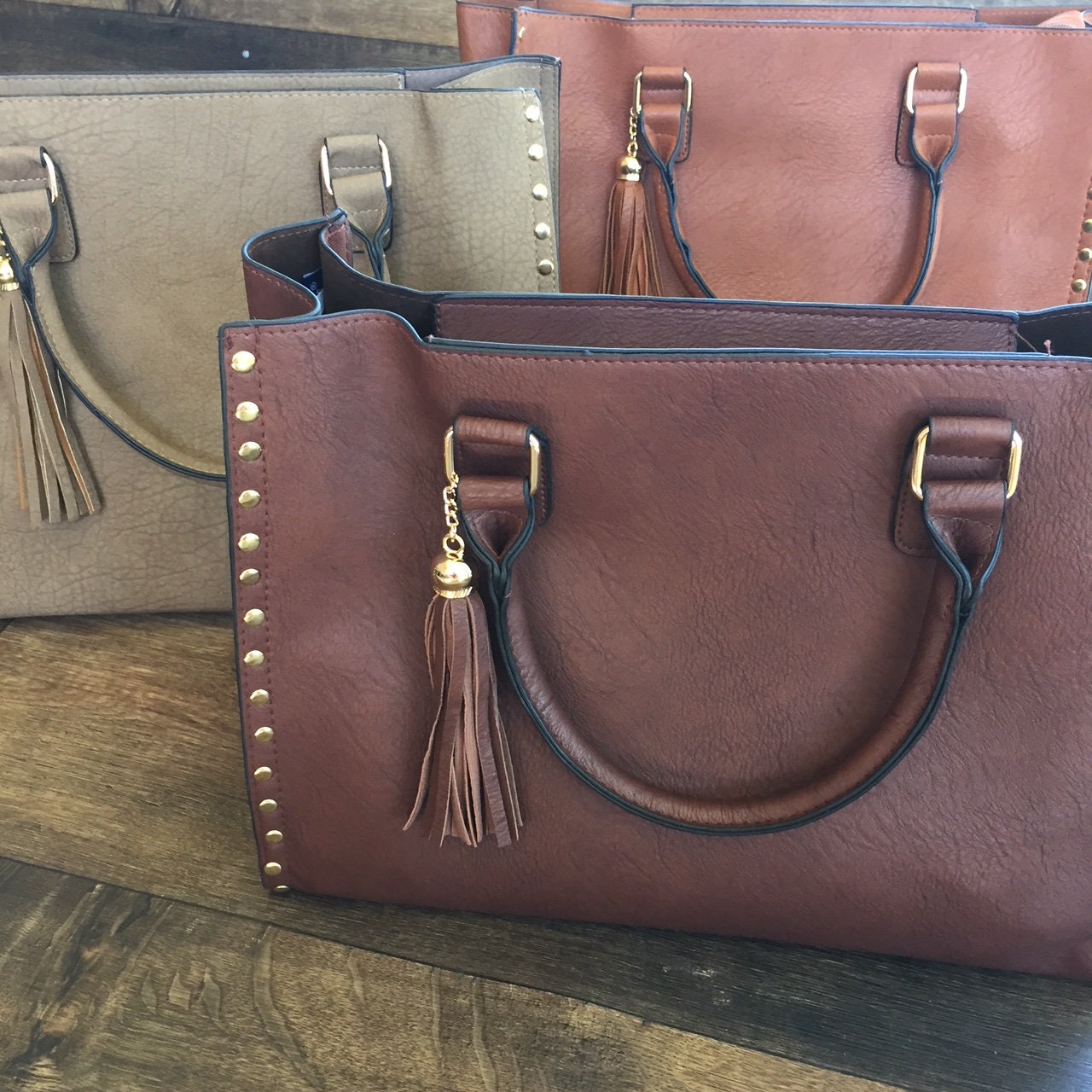 Vegan Leather Tote Bags With Monogram