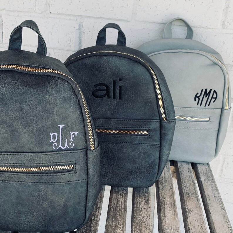 Monogrammed Vegan Leather SMALL Backpack | Faux Leather | Summer Fashion | Gifts | Trendy Purse | Christmas Gift | Bridesmaids Gifts