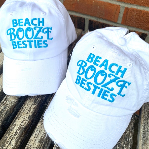 BEACH, BOOZE, BESTIES Ponytail Hat | Vacation | Girls Trip | Summer | Best Friends