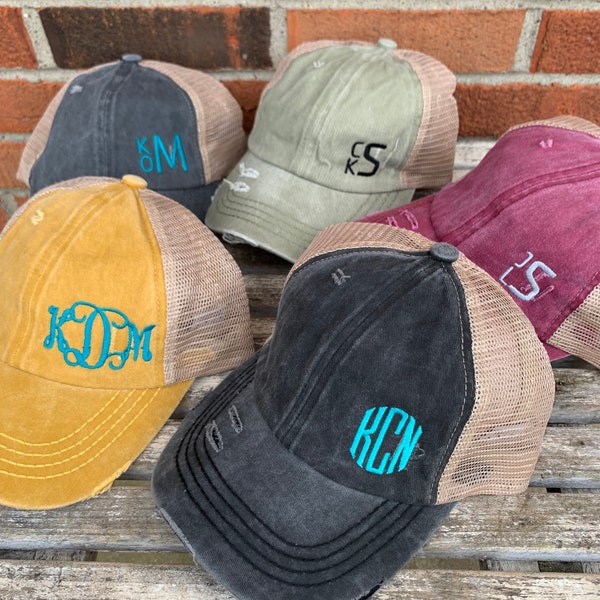 CC Offset Monogrammed Criss Cross Ponytail Hats | Official CC | Vacation | Summer | Trendy Hat | Fall | Christmas | Bridesmaids | Girls Trip