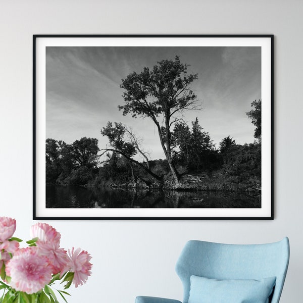 Kansas digital download landscape print - black and white American Midwest art - housewarming gift - nature lover gift