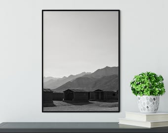 Egypt Desert Mountain Photo – Black and White Landscape (Digital Download)