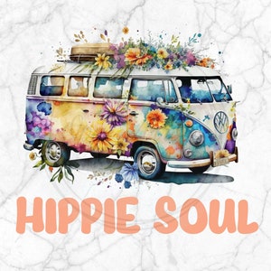 Hippie Soul, Hippie Van, Hippie Bus, Travel, Sublimation Design, PNG, Digital Download