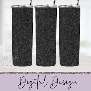 Black Glitter Full Tumbler Wrap, Skinny Tumbler, Straight Tumbler, 20 oz, Sublimation Design, PNG, Digital Download