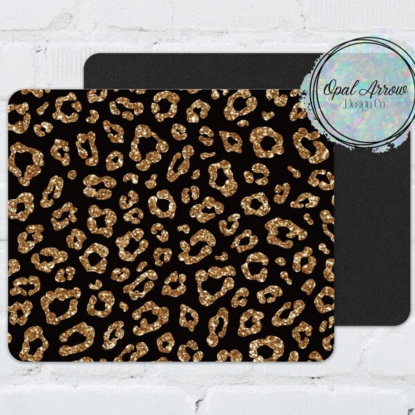 Black and Gold Leopard Print Mouse Pad Digital Design, Mouse Pad, Sublimation Design, PNG, Digital Download