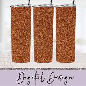 Copper Glitter Full Tumbler Wrap, Skinny Tumbler, Straight Tumbler, 20 oz, Sublimation Design, PNG, Digital Download