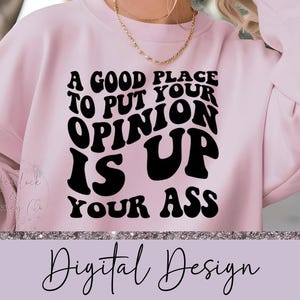 A Good Place To Put Your Opinion Is Up Your Ass, Wavy Text Sublimation Design, PNG, Digital Download