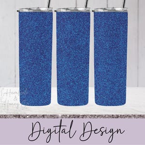 Blue Glitter Full Tumbler Wrap, Skinny Tumbler, Straight Tumbler, 20 oz, Sublimation Design, PNG, Digital Download