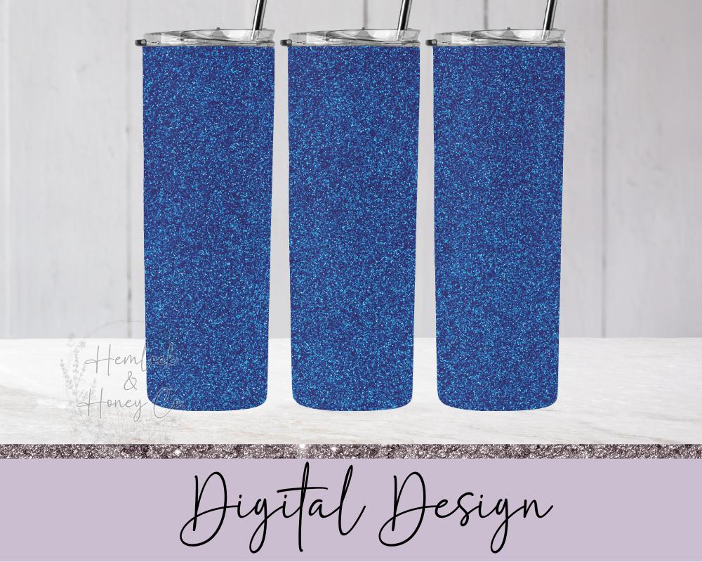 Blue Glitter Full Tumbler Wrap, Skinny Tumbler, Straight Tumbler, 20 oz, Sublimation Design, PNG, Digital Download