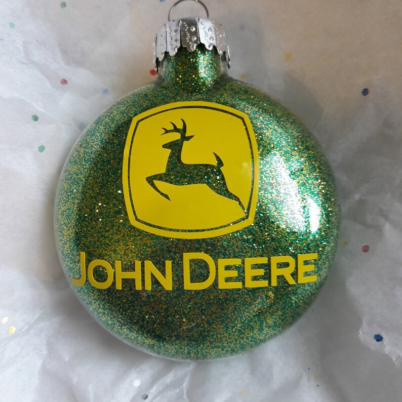 John Deere Glass Acrylic Disk Christmas Ornament Etsy