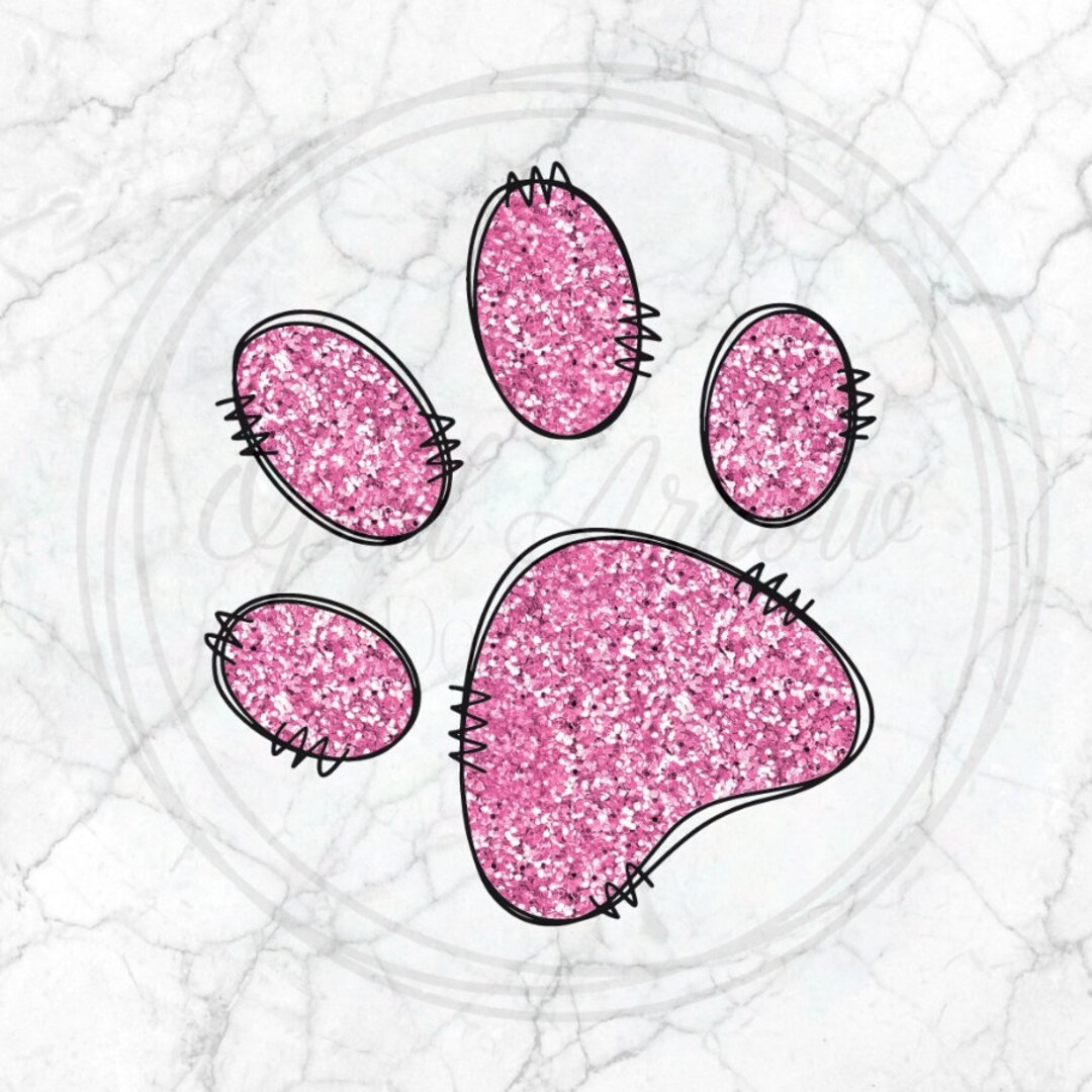 Engraved 27mm PINK GLITTER PAW PRINT Pet ID Tag - ENGRAVED & POSTED