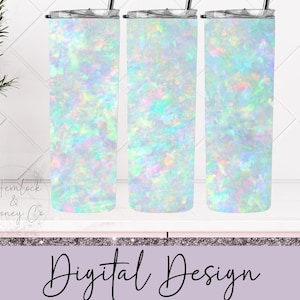 White Opal Full Tumbler Wrap, Skinny Tumbler, Straight Tumbler, 20 oz, Sublimation Design, PNG, Digital Download