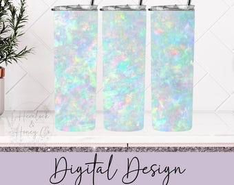 White Opal Full Tumbler Wrap, Skinny Tumbler, Straight Tumbler, 20 oz, Sublimation Design, PNG, Digital Download