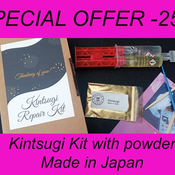 Kit Kintsugi avec de l'or professionnel fabriqué au Japon