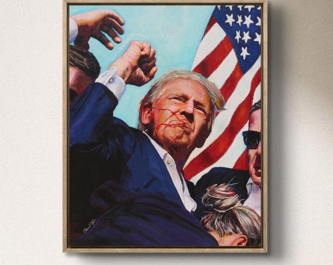 President Trump Original Fine Art Print on Canvas or Archival Paper, Donald Trump Portrait, Conservative, Republican, Political Decor, DJT