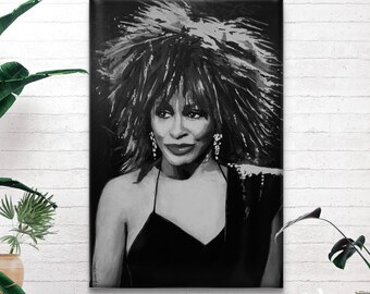 Tina Turner Portrait - Giclee Fine Art Print on Premium Cotton Canvas - Gallery Wrapped made from original oil painting by Marnie Miller, TX