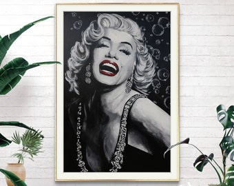 Marilyn Monroe Original Portrait Art Limited Edition Signed & Numbered Giclee Fine Art Print on Premium Cotton Rag Paper by Marnie Miller,Tx