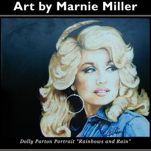 Dolly Parton Orginal Hand Painted Portrait - Giclee Fine Art Prints on Premium Museum Quality  Cotton Canvas Gallery Wrapped made from Original oil Painting by Texas Artist Marnie Miller, b. 1971
