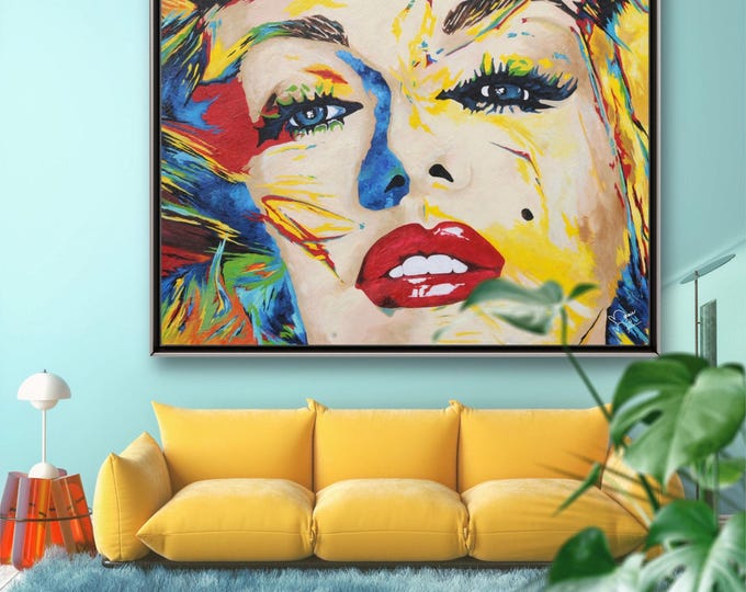 Marilyn Monroe Portrait, Original Fine Art Prints on Canvas or Archival Paper Framed or Unframed, Vintage Hollywood Glam, Home Theater decor